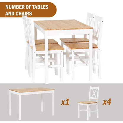 Moderner Esstisch Set mit 4 Holzstühlen