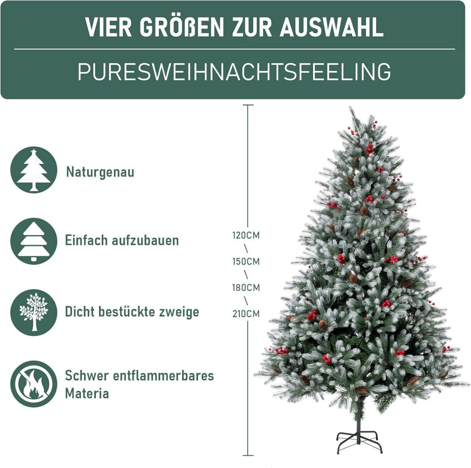 Künstlicher Weihnachtsbaum Premium 180cm mit Tannenzapfen Beeren