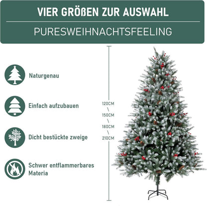 Künstlicher Weihnachtsbaum Premium 180cm mit Tannenzapfen Beeren