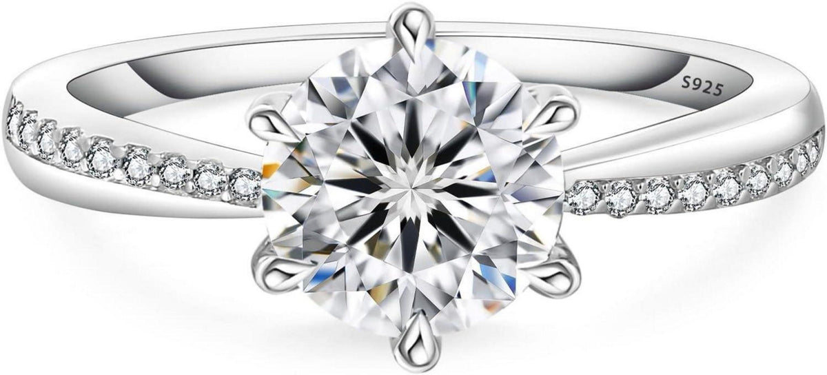 Moissanite Verlobungsring Damen 1,5 Karat Diamant Solitärring