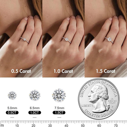 Verlobungsring Damen Moissanite 1,5 Karat Diamant VVS1 925 Silber Weißgold 52