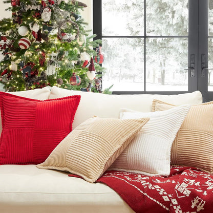 Topfinel Kissenbezug 50x50 Rot 2er Set Kordsamt Zierkissen Sofa