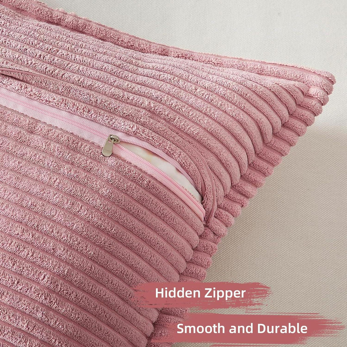 Kissenbezug 50x50 Rosa 2er Set Kordsamt geometrische Muster Sofa