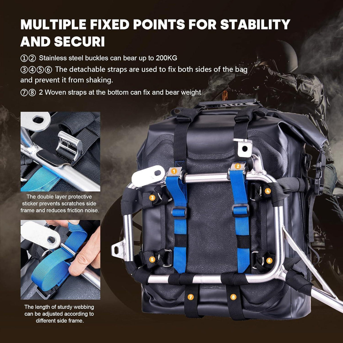 Wasserdichte Motorrad Seitentasche 25L Edelstahl Federung
