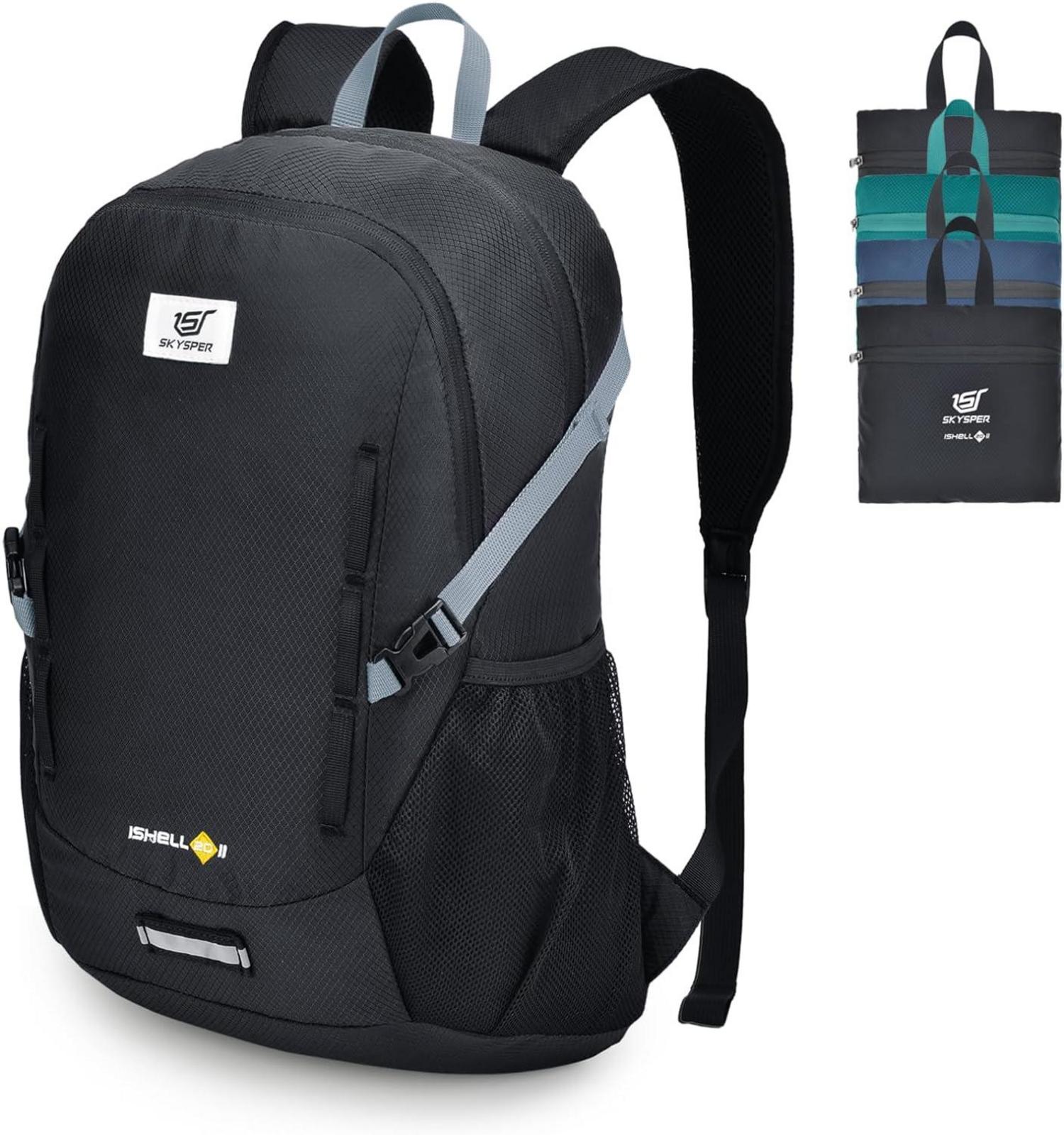Faltbarer Outdoor Rucksack für Herren Daypack 20L Prevailschwarz