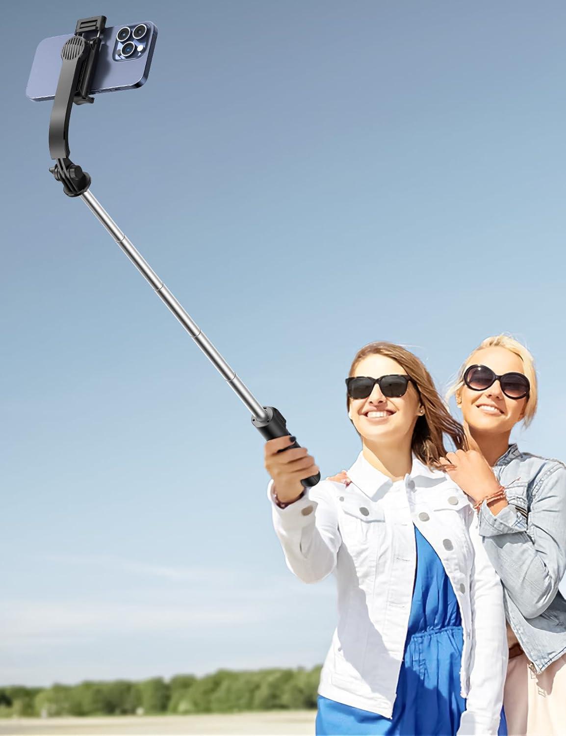 Selfie Stick mit Handyhalterung Stativ Fernbedienung 360° Drehung schwarz