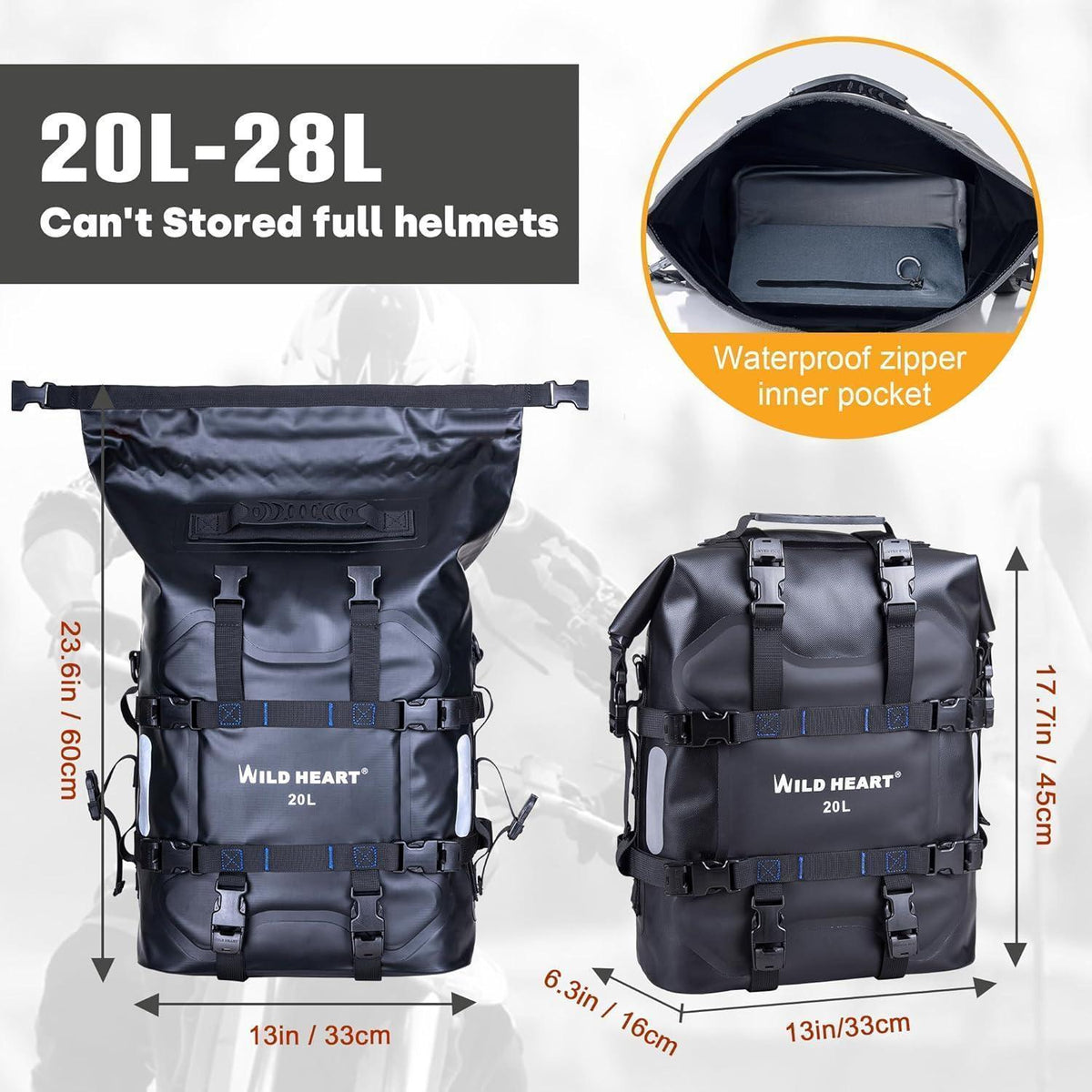 Wasserdichte Motorrad Seitentasche 20L Edelstahl Federung