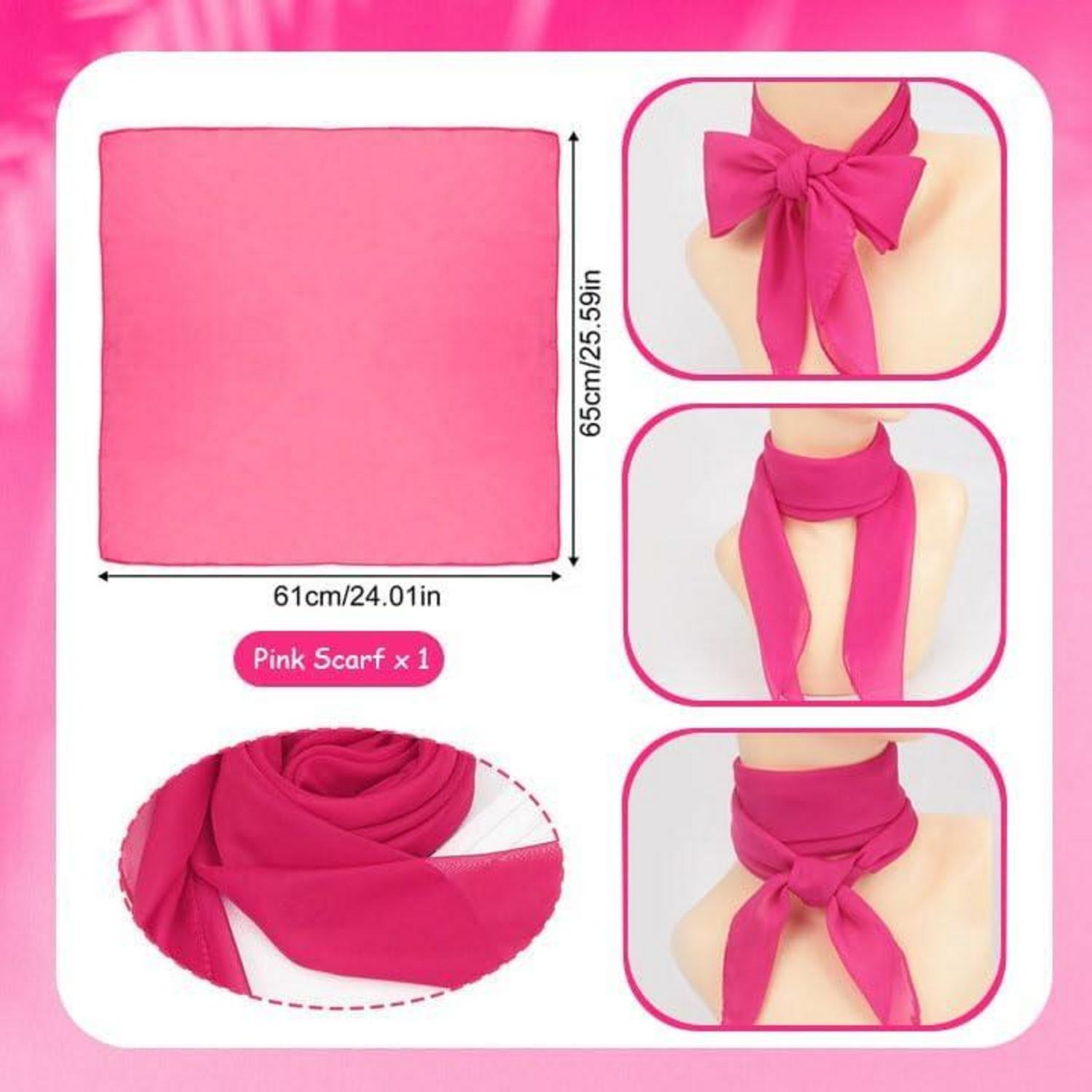 80er 90er Damen Halloween Kostüm Accessoires Set Pink