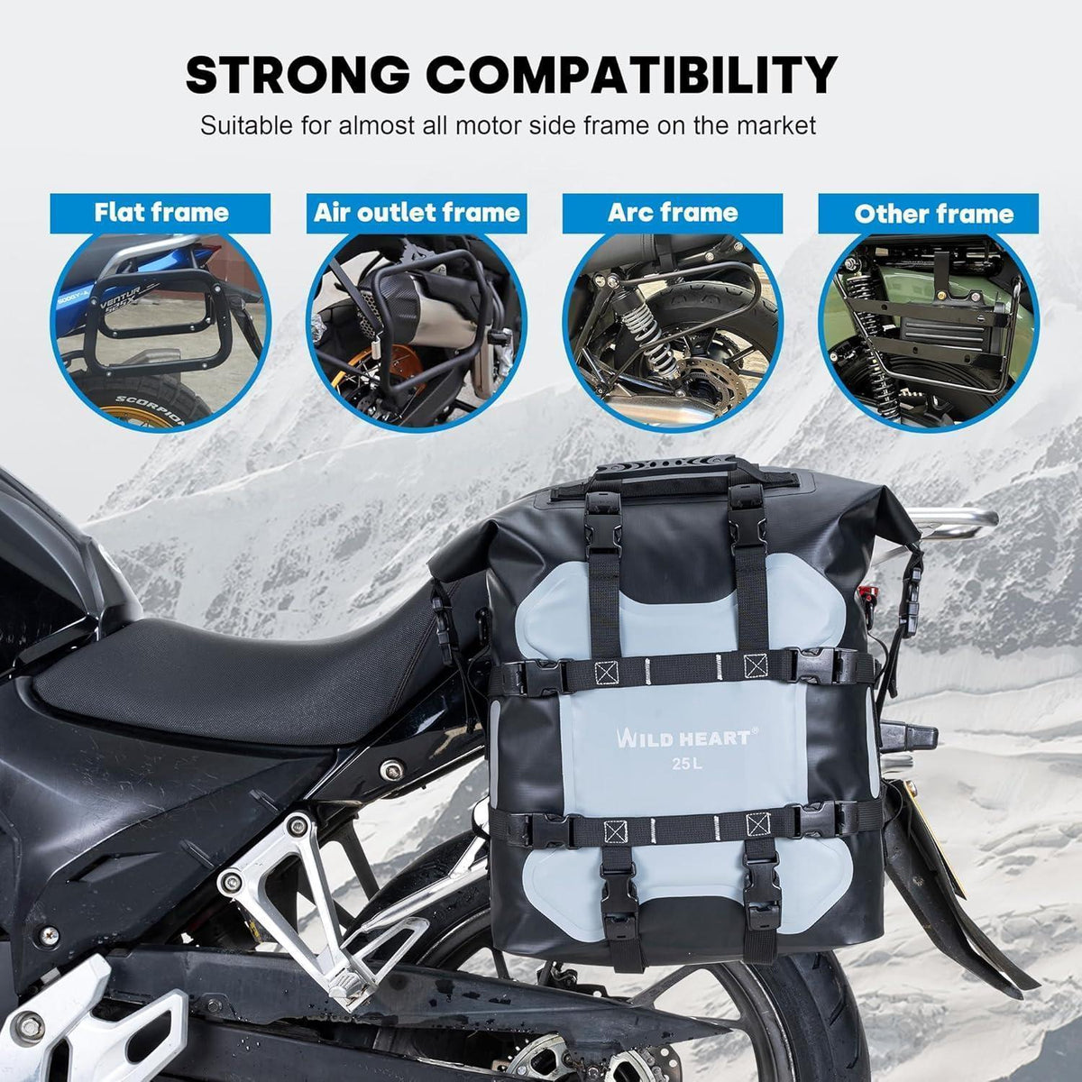 Wasserdichte Motorrad Seitentasche 25L Edelstahl Federung