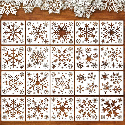 20er Set Weihnachten Schneeflocken Schablone Durable PET Material