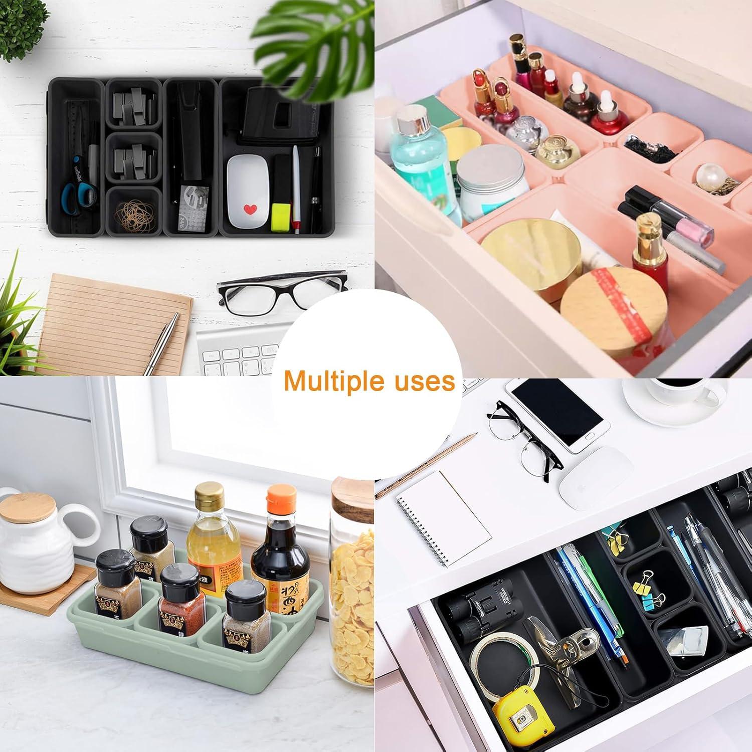 8-teiliges Schubladen Organizer Set Aufbewahrungsbox Transparent Rosa