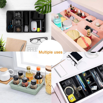 8-teiliges Schubladen Organizer Set Aufbewahrungsbox Transparent Rosa