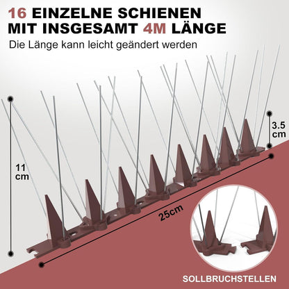 4M Taubenabwehr Spikes Edelstahl Balkon Gegen Vogeldreck 16x