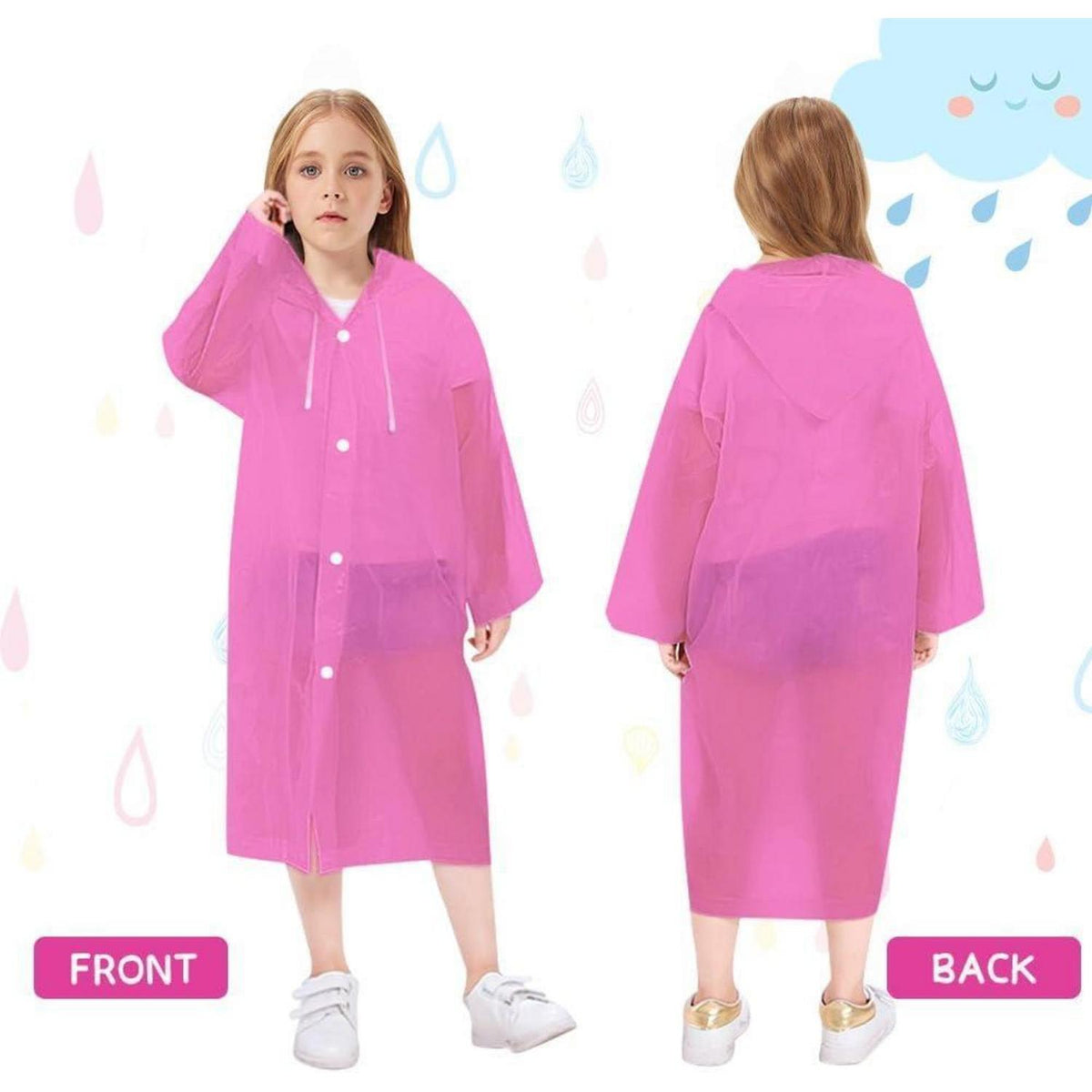 Wasserdichter Regenponcho Kinder Rosa – Atmungsaktiv & Wiederverwendbar