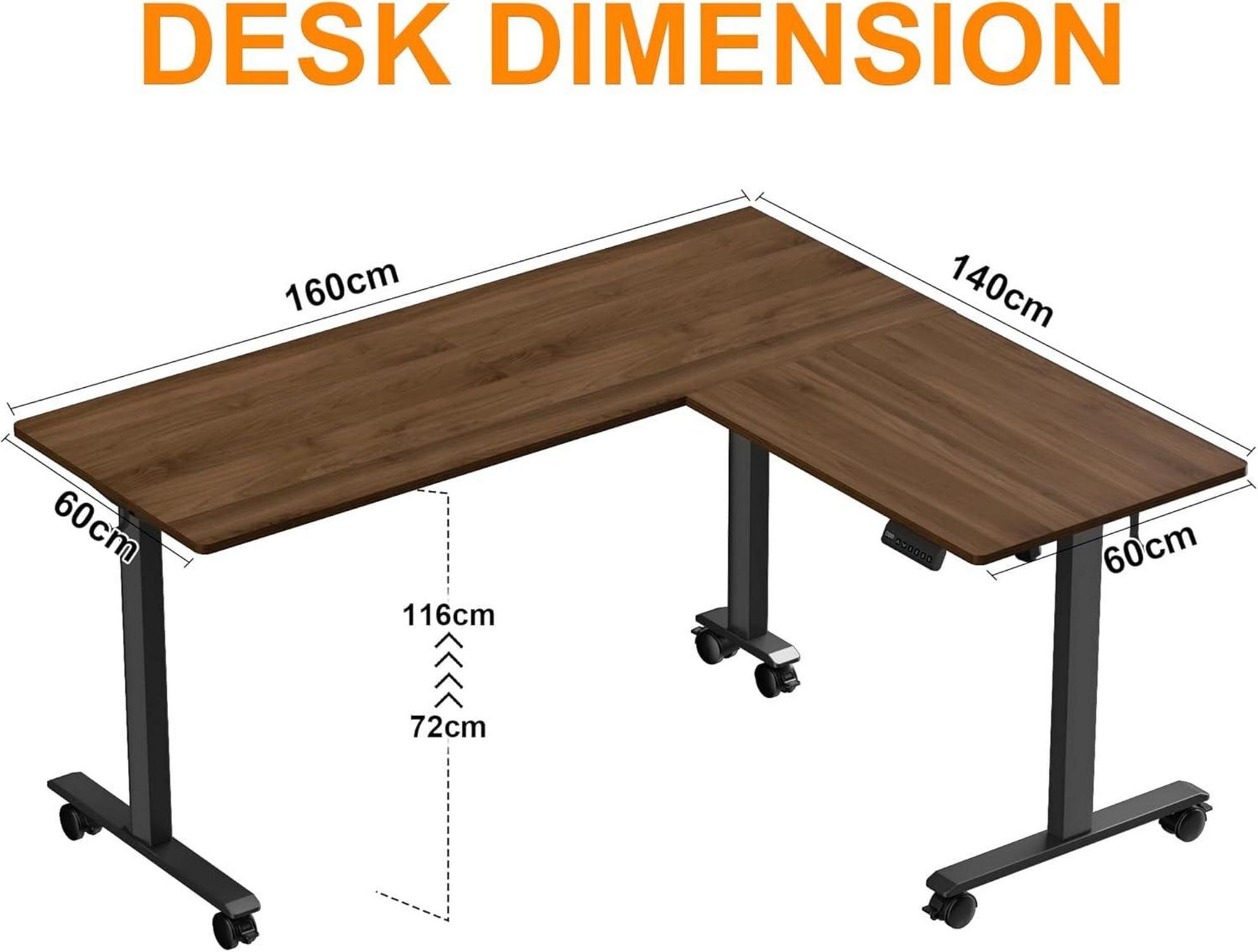 Elektrischer L-förmiger Schreibtisch Höhenverstellbar 160x140 cm