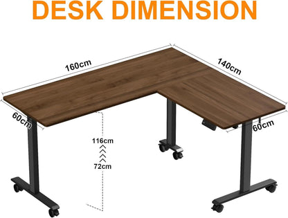 Elektrischer L-förmiger Schreibtisch Höhenverstellbar 160x140 cm