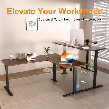 Elektrischer Schreibtisch L-Form Höhenverstellbar 160x140cm Memory Funktion