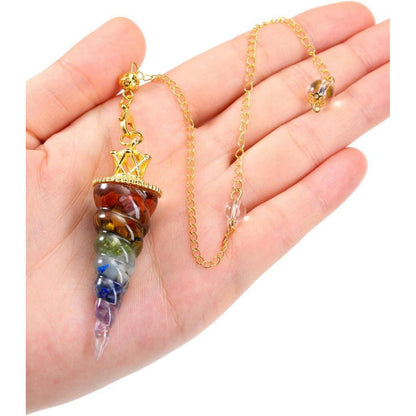 Edelstein Pendel 7 Chakra Muschelschale Anhänger Kette Reiki