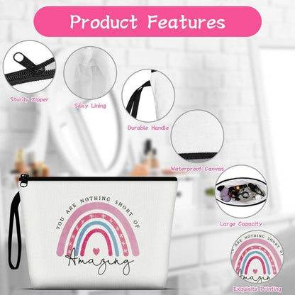 Aucuu Damen Kosmetiktasche Leinwand Make-up Organizer