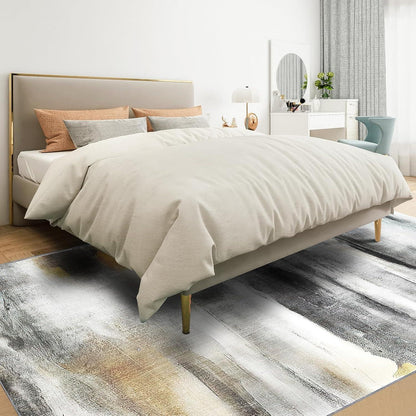 Kurzflor Teppich Moderner Weich Rutschfest Wohnzimmer Schwarz 200x300