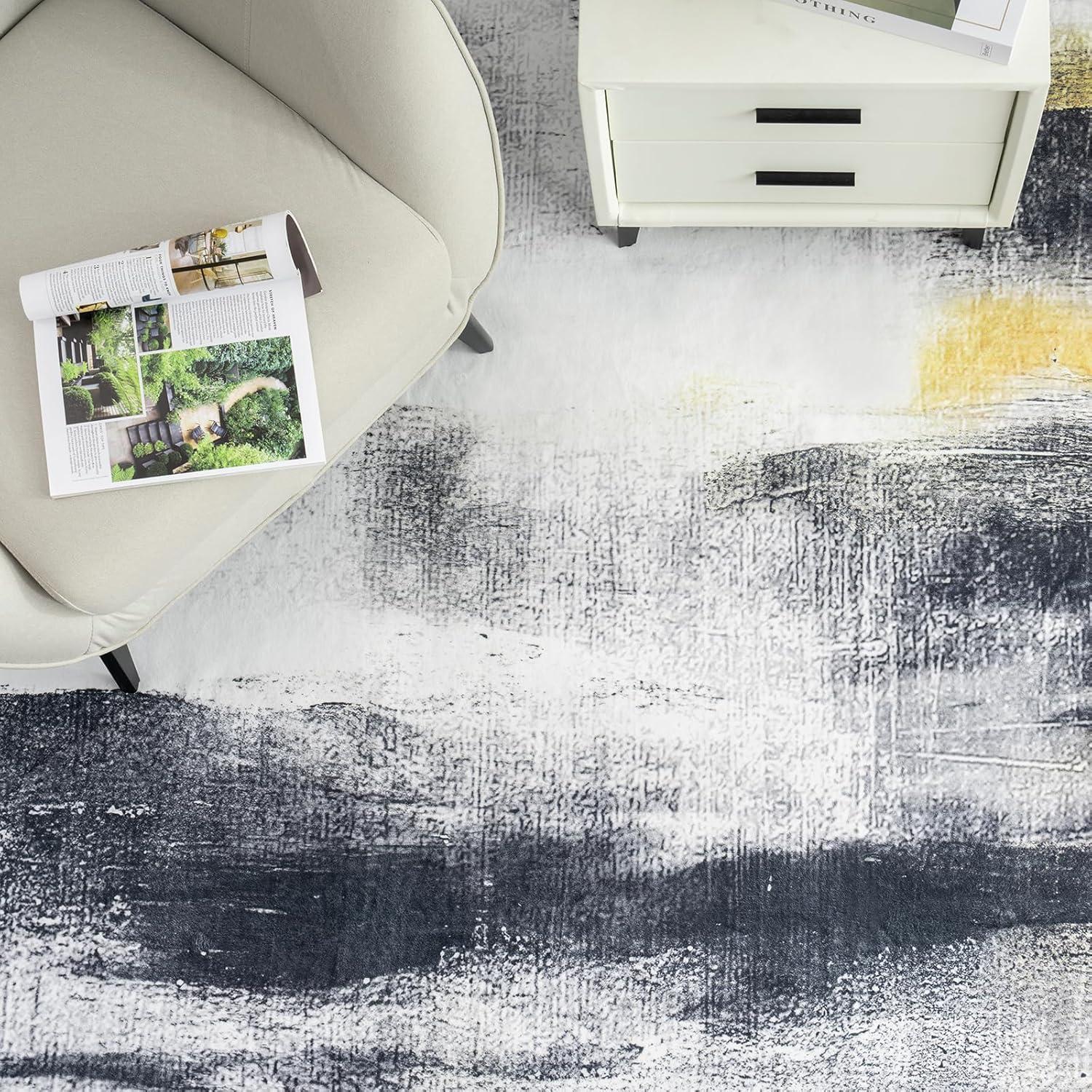 Schwarzer Teppich 200x300 Moderner Kurzflor Wohnzimmer Schlafzimmer