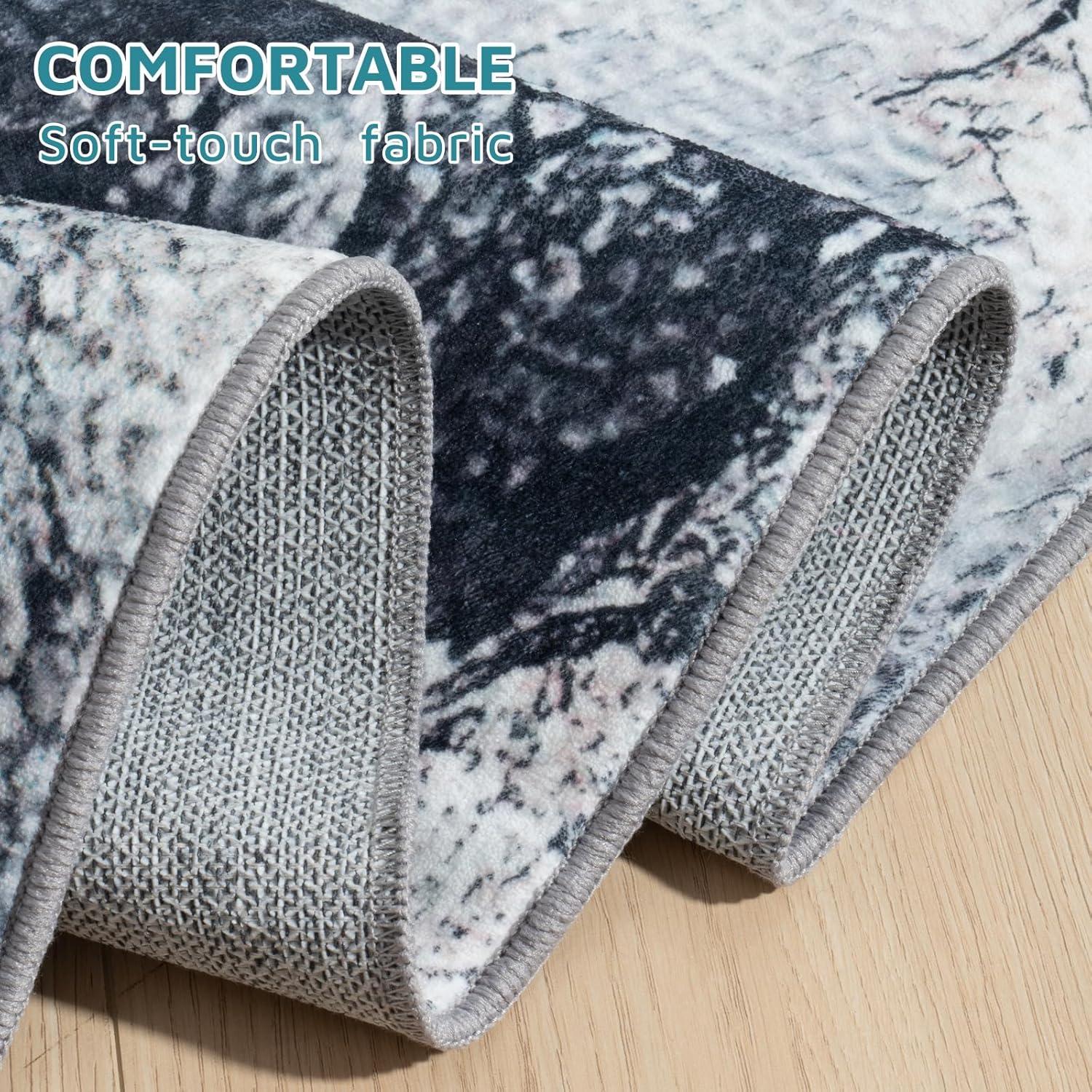 Weicher Kurzflor Teppich Blau 120x170 rutschfest waschbar