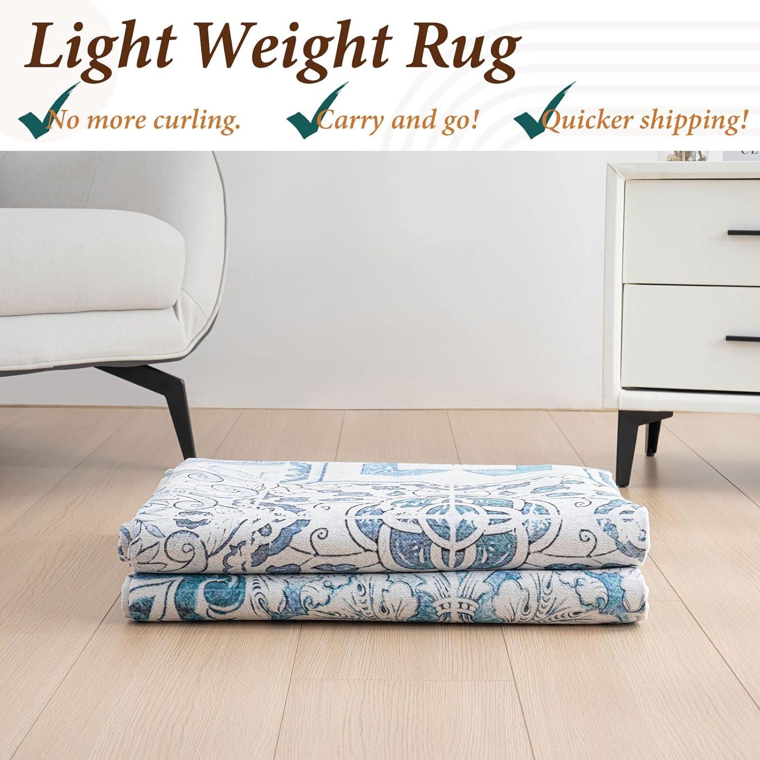 Grüner Teppich 160x230cm Waschbar Rutschfest für Wohnzimmer Küche Eingang