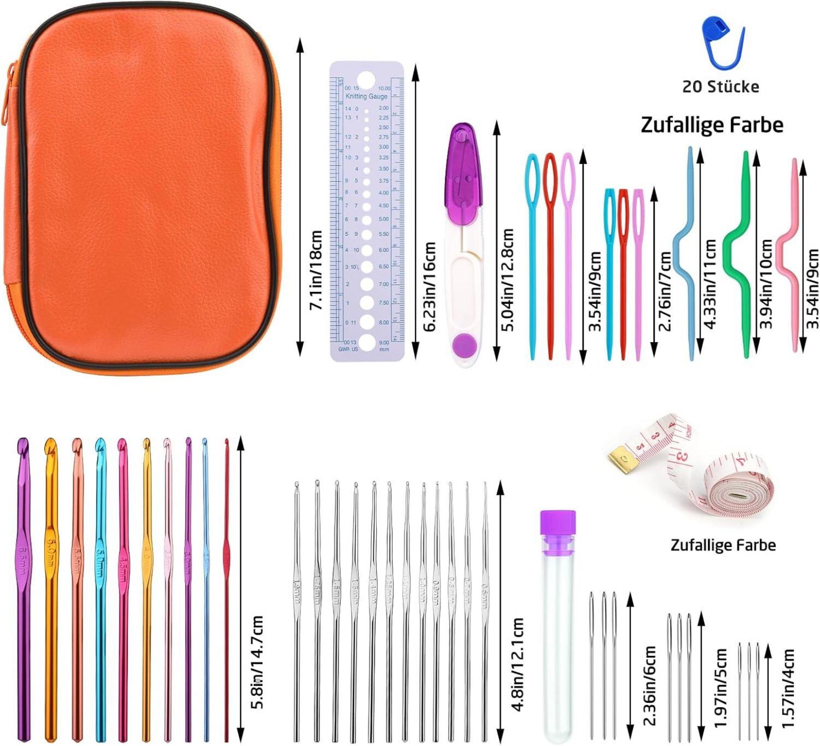 60-teiliges Häkelset mit Aufbewahrungsbox, ergonomisches