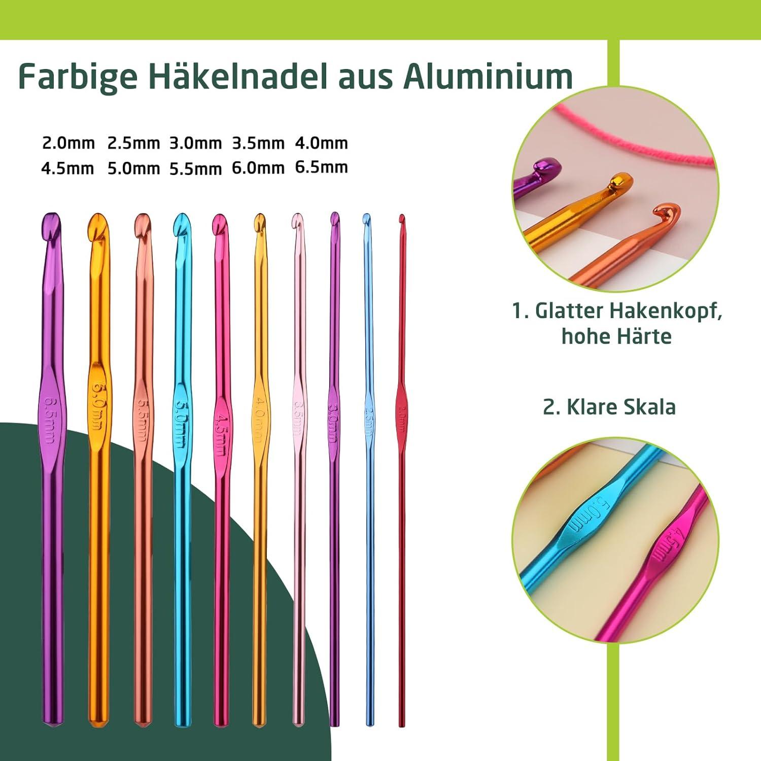 Häkelnadel-Set 60-teilig ergonomisches Häkelset Handnähnadeln