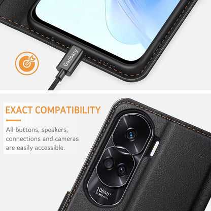 Handyhülle Honor 90 Lite Leder Klapphülle Schwarz Magnet Standfunktion