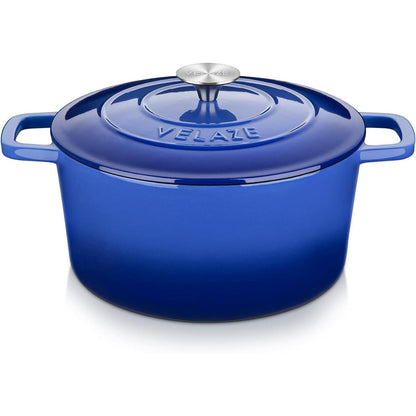 Emaillierter Gusseisen-Topf 6 QT mit Deckel, blau