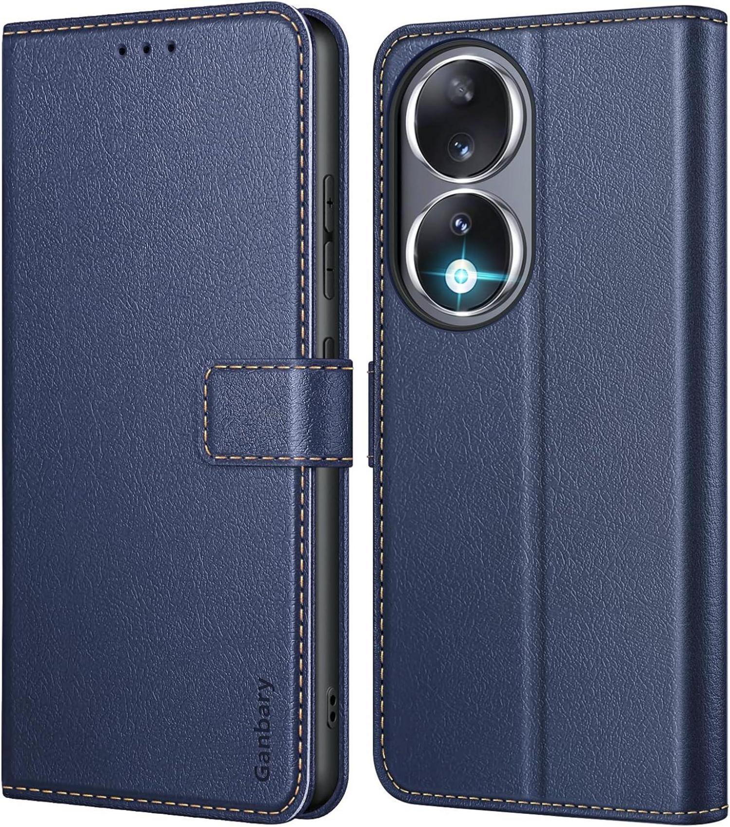 Handyhülle Honor 90 Leder Klapphülle Blau mit Kartenschlitzen