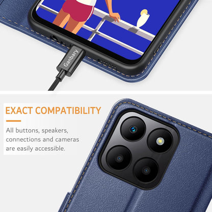 Honor 70 Lite Leder Hülle Blau Klapphülle Karten Magnet Stand