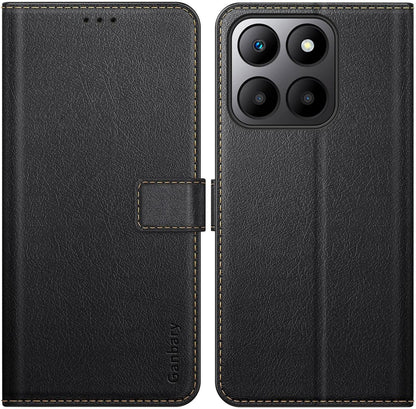 Ganbary Honor 70 Lite Handyhülle: Premium Leder Klapphülle, Kartenschlitzen, Magnetverschluss, Standfunktion - Schwarz