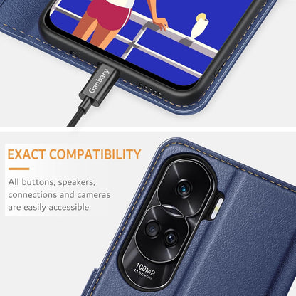 Handyhülle Honor 90 Lite Leder Klapphülle Blau mit Kartenschlitzen