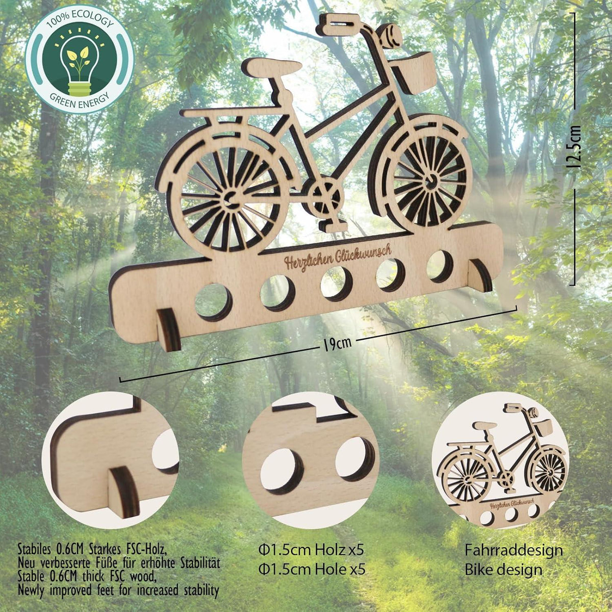 Sugeru Geldgeschenk Fahrrad Holzdekoration für Geburtstag