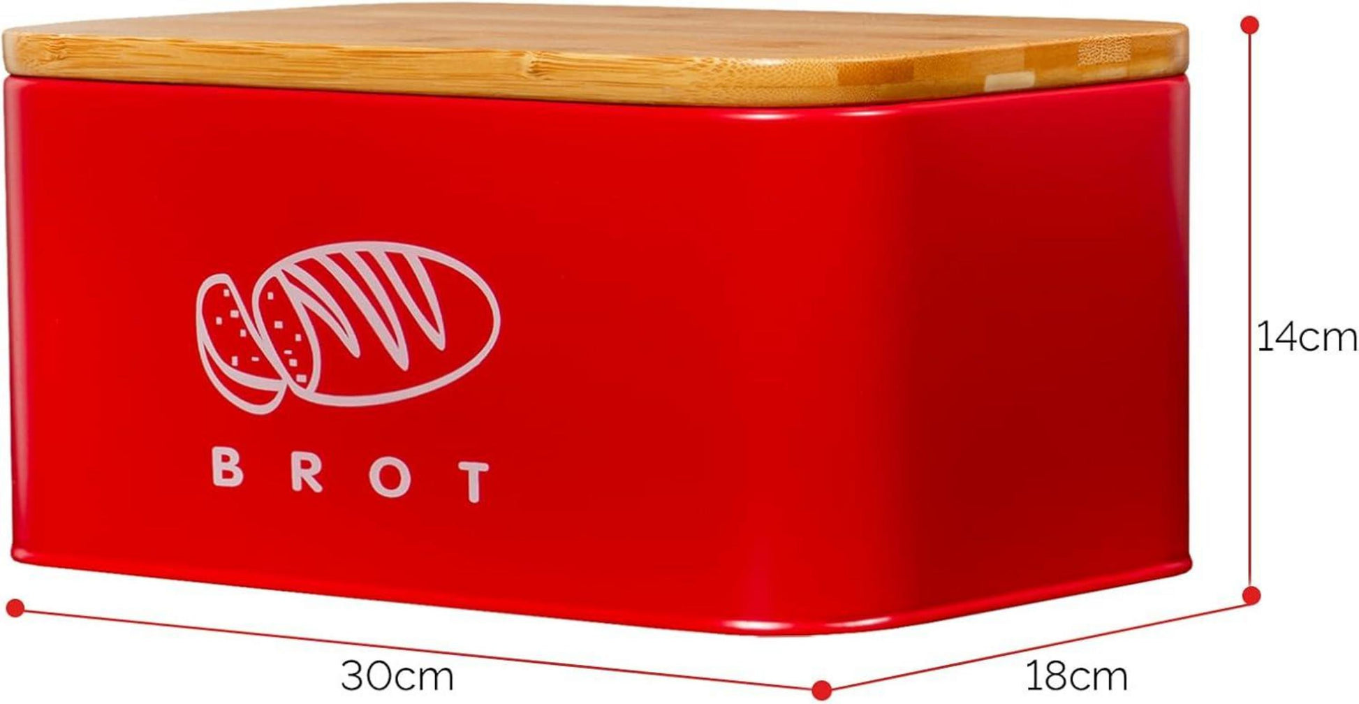 Großer Retro Brotkasten aus Metall mit Bambusdeckel 42cm