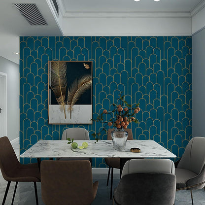 Selbstklebende Tapete Geometrische Gold Türkis Streifen 44×300cm