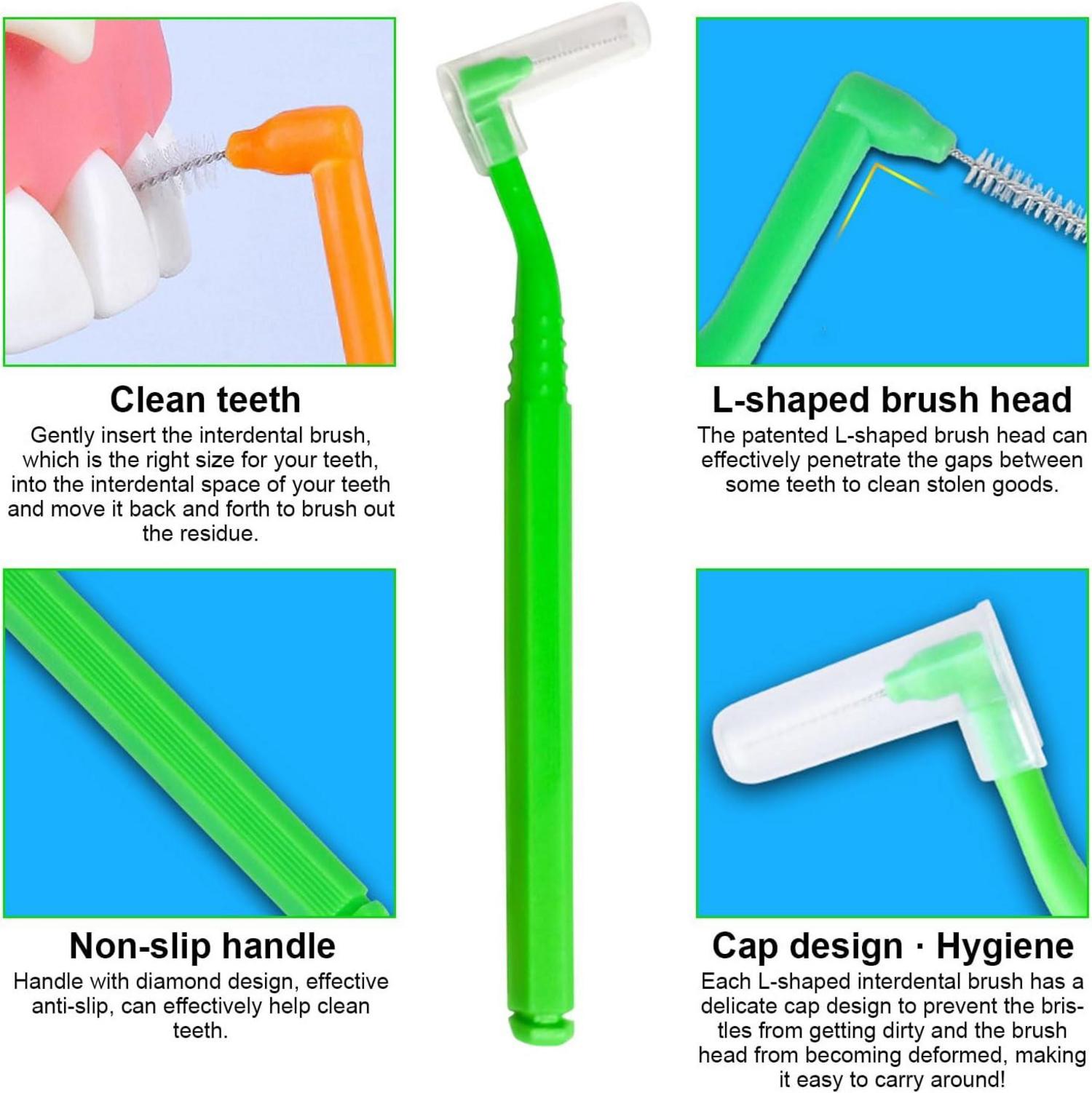 40er Pack Interdentalbürsten L-Förmig Rutschfester Griff