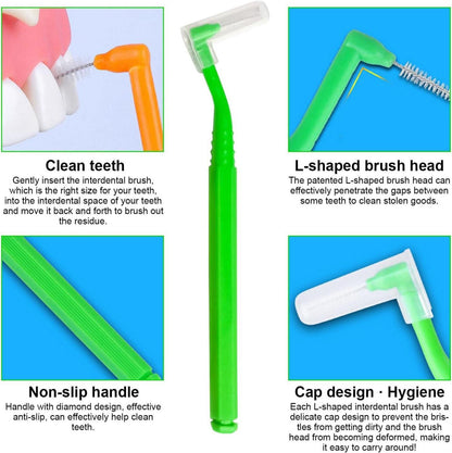 40er Pack Interdentalbürsten L-Förmig Rutschfester Griff