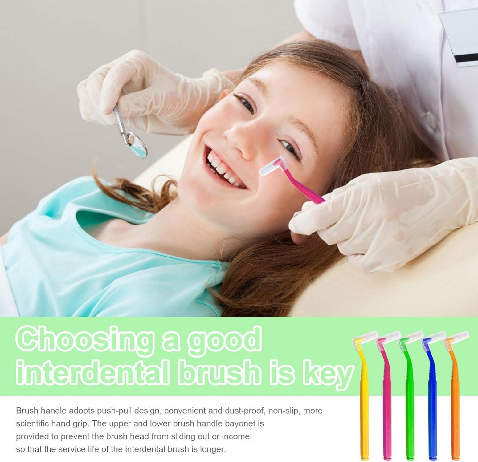 40 Stück Interdentalbürsten in 5 Farben, L-förmige