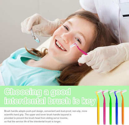 40 Stück Interdentalbürsten in 5 Farben, L-förmige