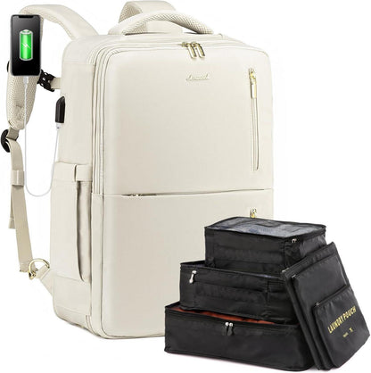 Großer Rucksack mit Schuhfach und Laptopfach - Beige
