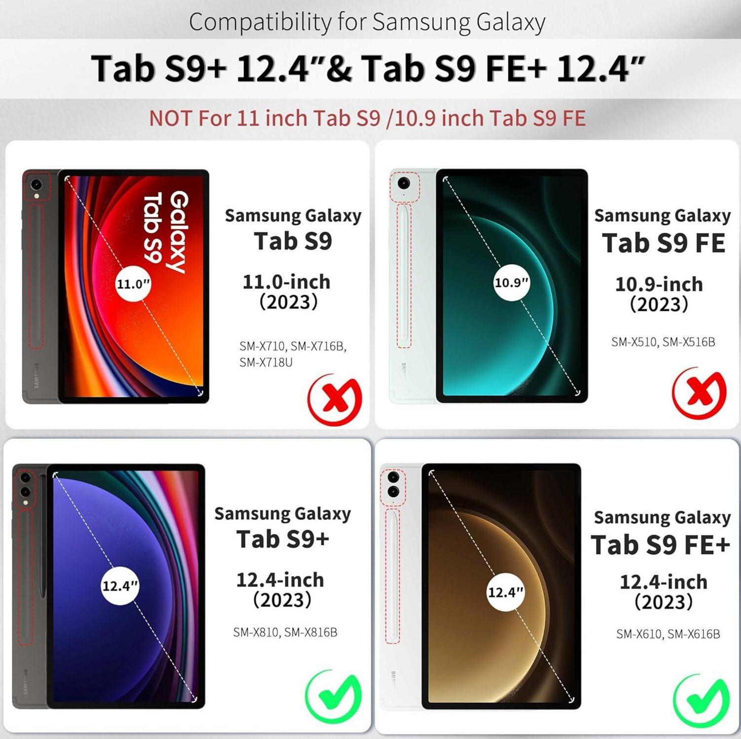 EasyAcc Samsung Galaxy Tab S9 FE+ Plus/S9 Plus 12,4 Zoll