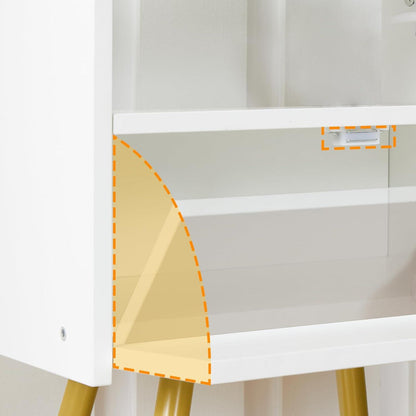 Beistelltisch mit Ladestation Schublade Offenes Fach 28x38x60 Weiß Gold