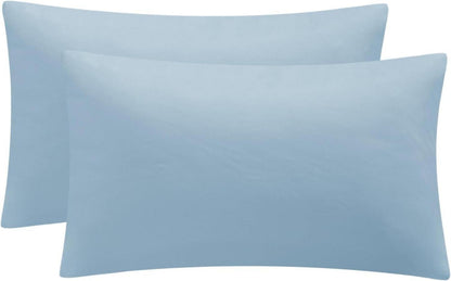 Kissenbezug 2er Set Hellblau Mikrofaser Hotelverschluss 50x80cm