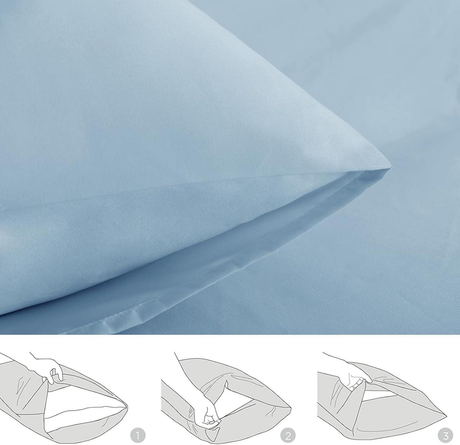Kissenbezug 2er Set Hellblau Mikrofaser Hotelverschluss 50x80cm