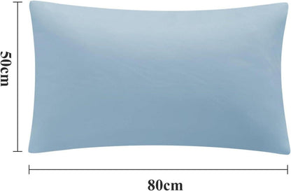 2er Set Kissenbezug 50x80 Hellblau Mikrofaser Hotelverschluss