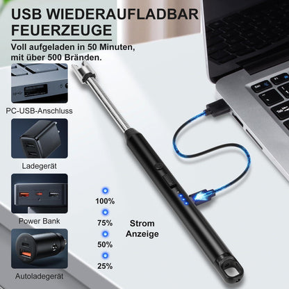 LcFun Stabfeuerzeug USB Elektrisches Feuerzeug Winddicht für Küche Camping