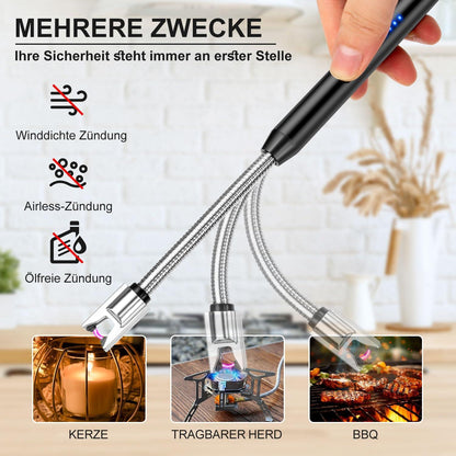 Elektrisches Stabfeuerzeug Schwarz USB Feuerzeug Lang Flexibel LED-Anzeige